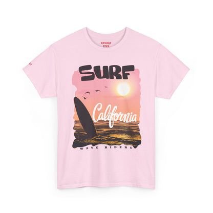 Surf California Suns Unisex Heavy Cotton Teet T-Shirt | Wave Riders Graphic Tee | Ravage Tees Beach & Surf Collection