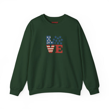 Patriotic Love Sweatshirt | Unisex Crewneck, Cozy Top for Celebrations, Gifts, Independence Day, Casual Style, Everyday Comfort