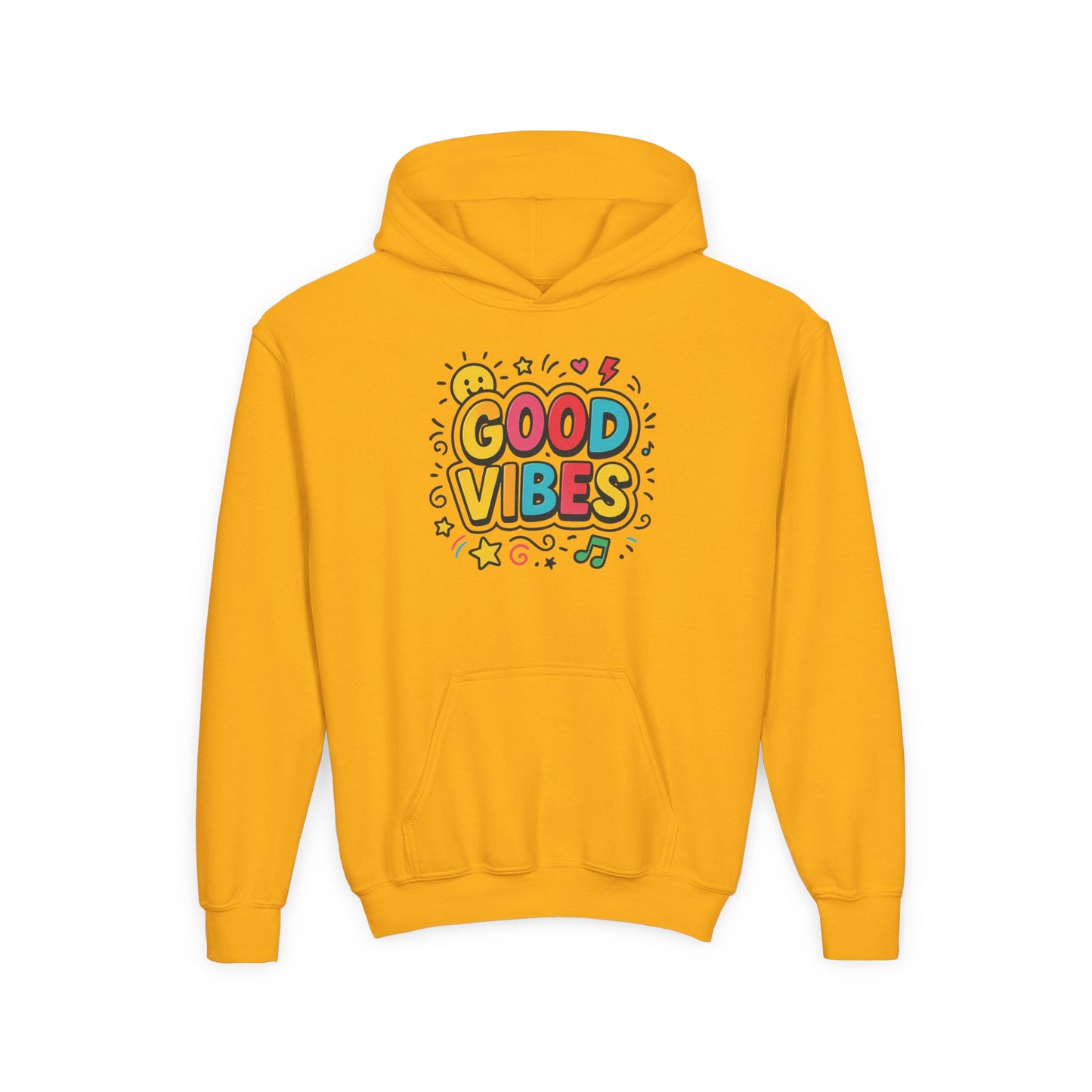 Kids Good Vibes Hoodie – Fun Graphic Sweatshirt with Positive Message, Cozy Casual Outfit, Birthday Gift for Children