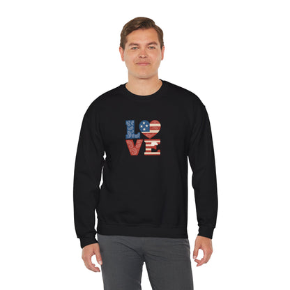 Patriotic Love Sweatshirt | Unisex Crewneck, Cozy Top for Celebrations, Gifts, Independence Day, Casual Style, Everyday Comfort