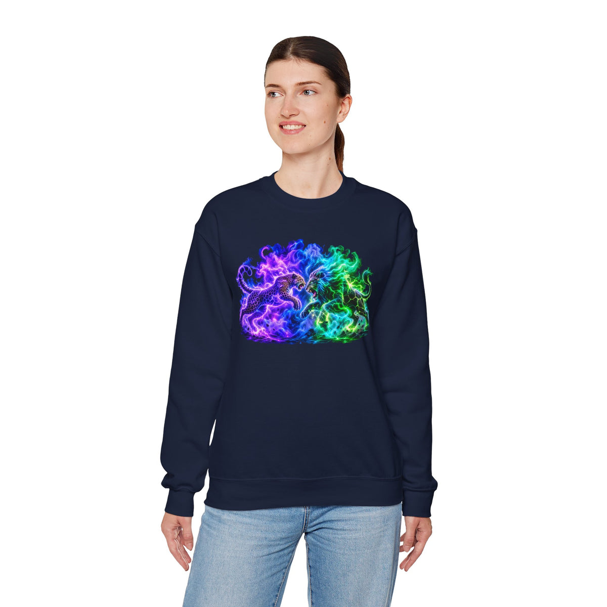 Neon Nebula Predator Clash Graphic Sweatshirt