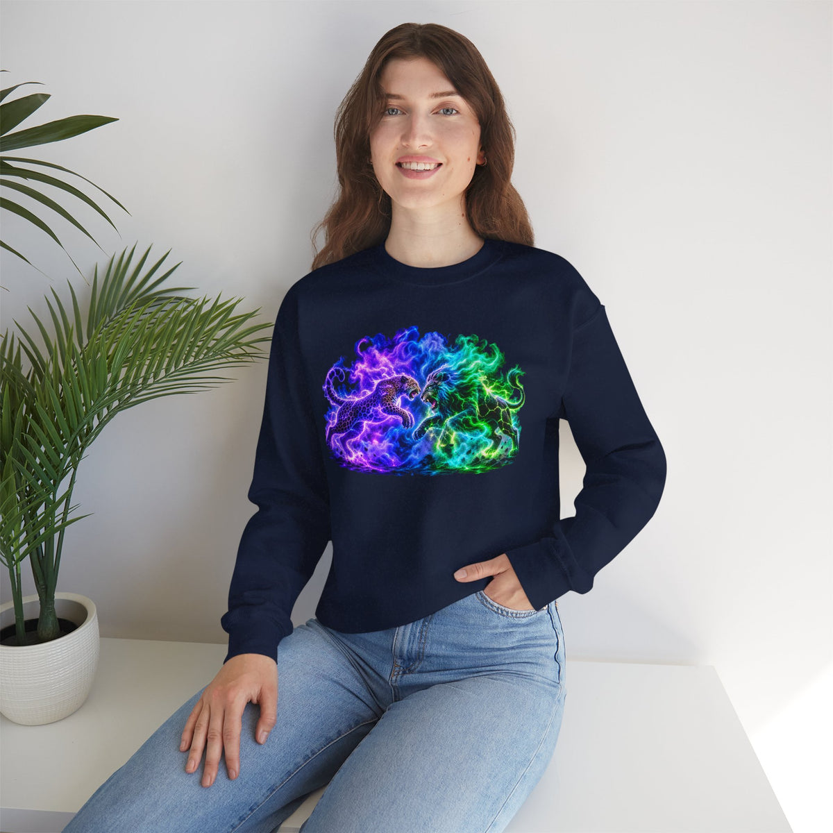 Neon Nebula Predator Clash Graphic Sweatshirt