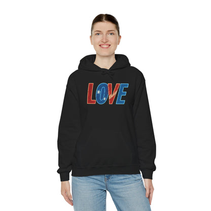 Unisex Hooded Sweatshirt with 'LOVE' Design - Cozy Gift for Friends, Valentine's Day, Casual Wear, Relaxation, Everyday Use