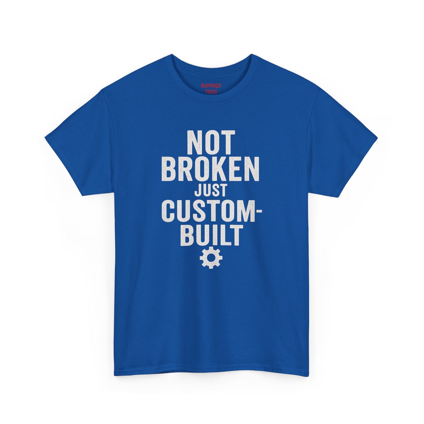 “Not Broken Just Custom-Built | Unisex Graphic Tee – Garage Edition