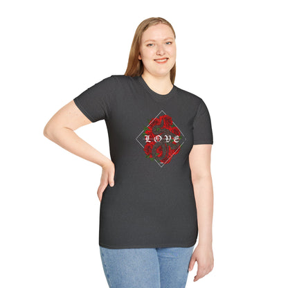 Romantic Floral Love Tee, Unisex Rose T-Shirt, Valentine's Day Gift, Cozy Casual Wear, Floral Graphic Shirt, Love Design Apparel