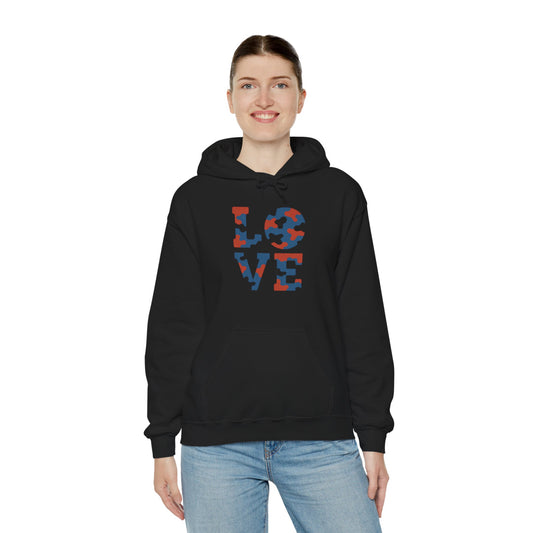 Unisex Hooded Sweatshirt with 'LOVE' Design - Cozy Gift for Friends, Valentine's Day, Casual Wear, Relaxation, Everyday Use