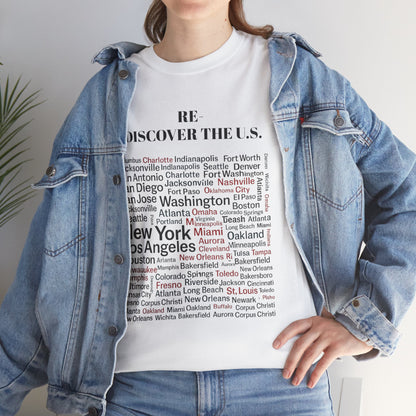 Re-Discover the U.S. Unisex Exploratory Travel T-Shirt, Adventure Tee, USA Discovery Shirt