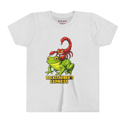 Youth Tee - "Backstabber's Express" Frog & Scorpion Graphic