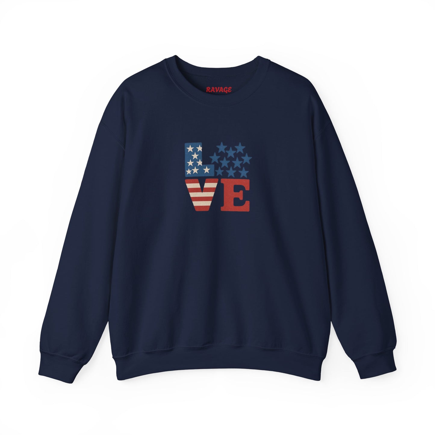 Patriotic Love Sweatshirt | Unisex Crewneck, Cozy Top for Celebrations, Gifts, Independence Day, Casual Style, Everyday Comfort