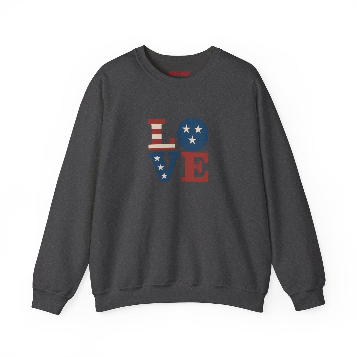 Patriotic Love Sweatshirt | Unisex Crewneck, Cozy Top for Celebrations, Gifts, Independence Day, Casual Style, Everyday Comfort