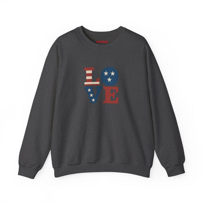 Patriotic Love Sweatshirt | Unisex Crewneck, Cozy Top for Celebrations, Gifts, Independence Day, Casual Style, Everyday Comfort