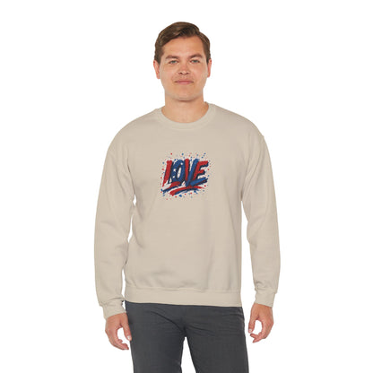 Patriotic Love Sweatshirt | Unisex Crewneck, Cozy Top for Celebrations, Gifts, Independence Day, Casual Style, Everyday Comfort