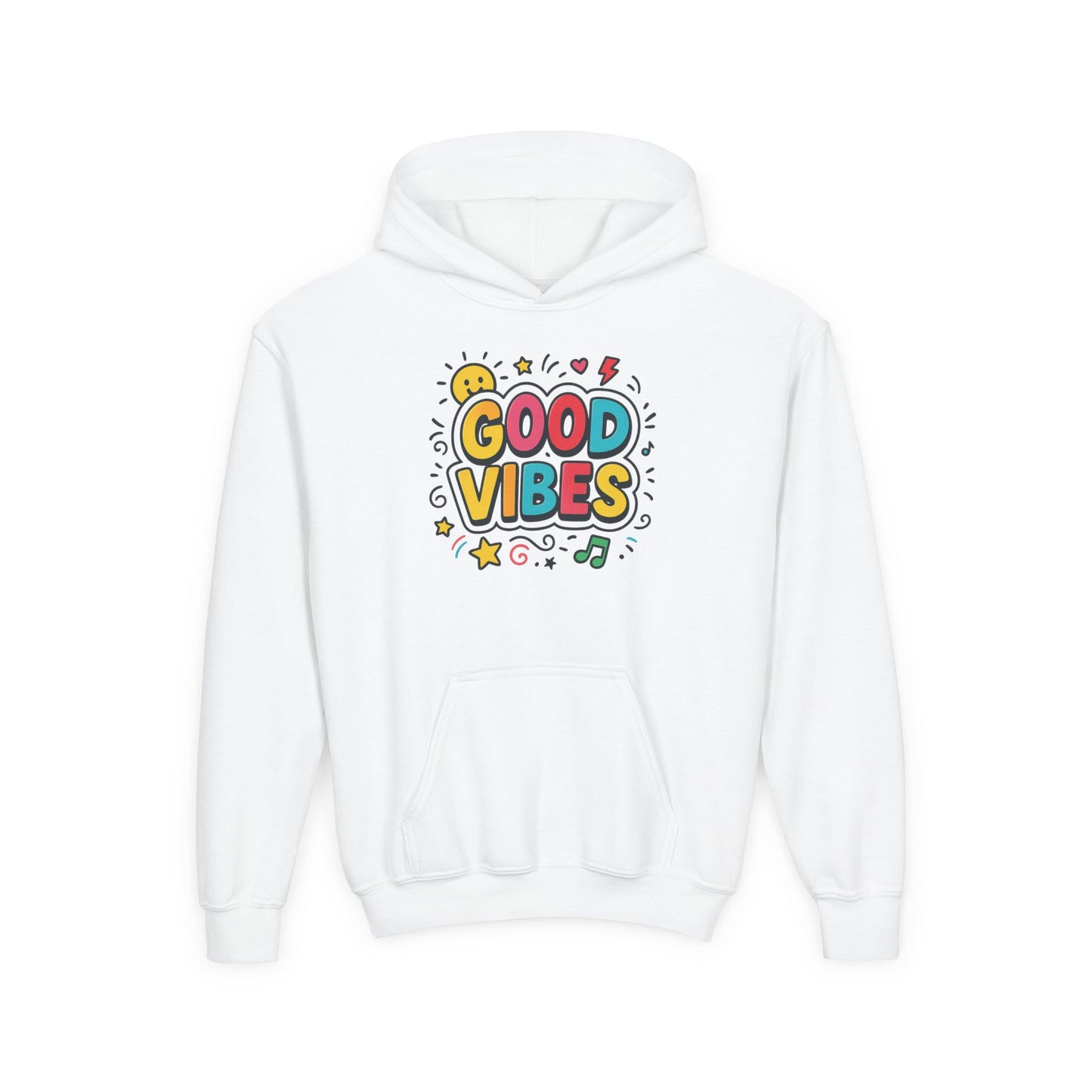 Kids Good Vibes Hoodie – Fun Graphic Sweatshirt with Positive Message, Cozy Casual Outfit, Birthday Gift for Children