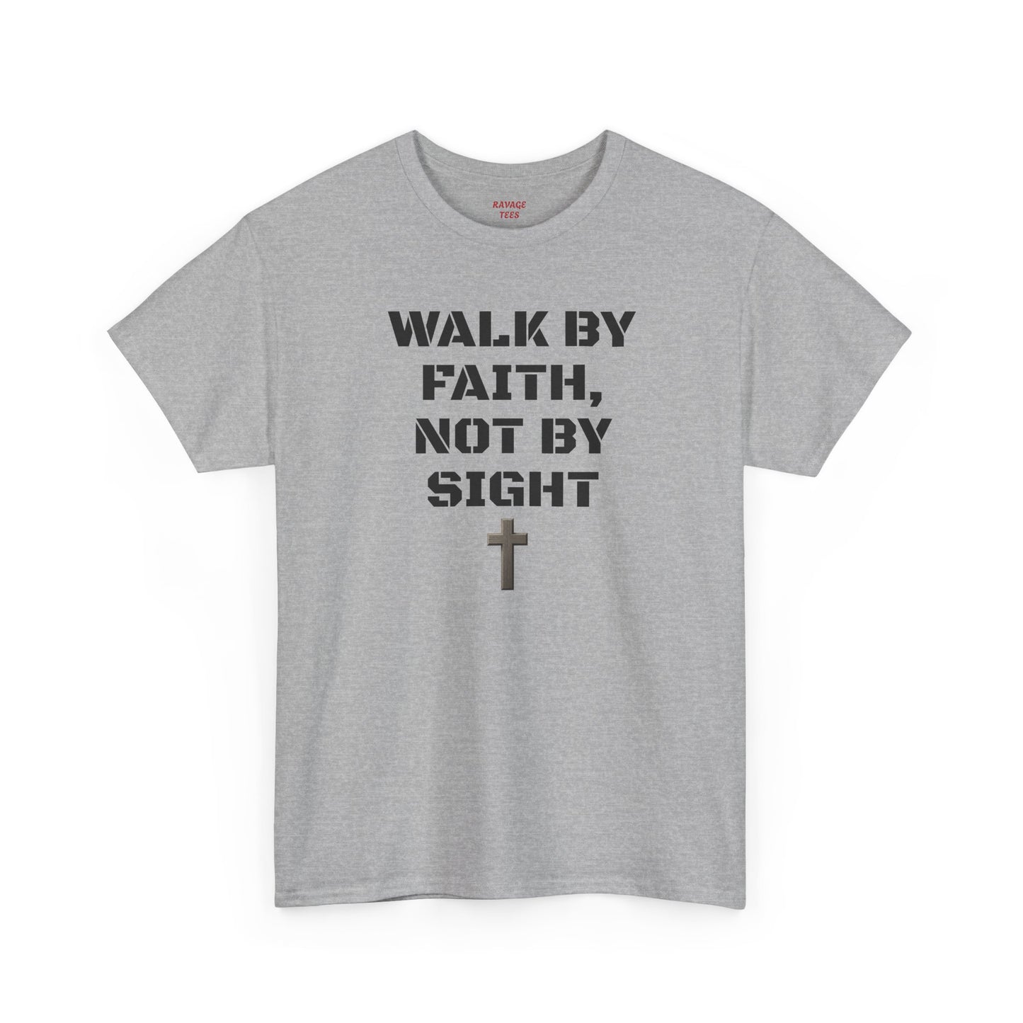 "Walk By Faith" Tee: Christian Bible Verse Unisex Heavy Cotton Shirt