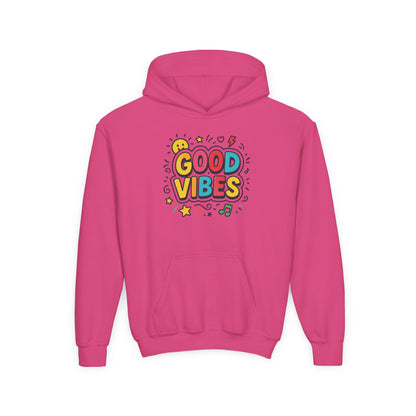 Kids Good Vibes Hoodie – Fun Graphic Sweatshirt with Positive Message, Cozy Casual Outfit, Birthday Gift for Children