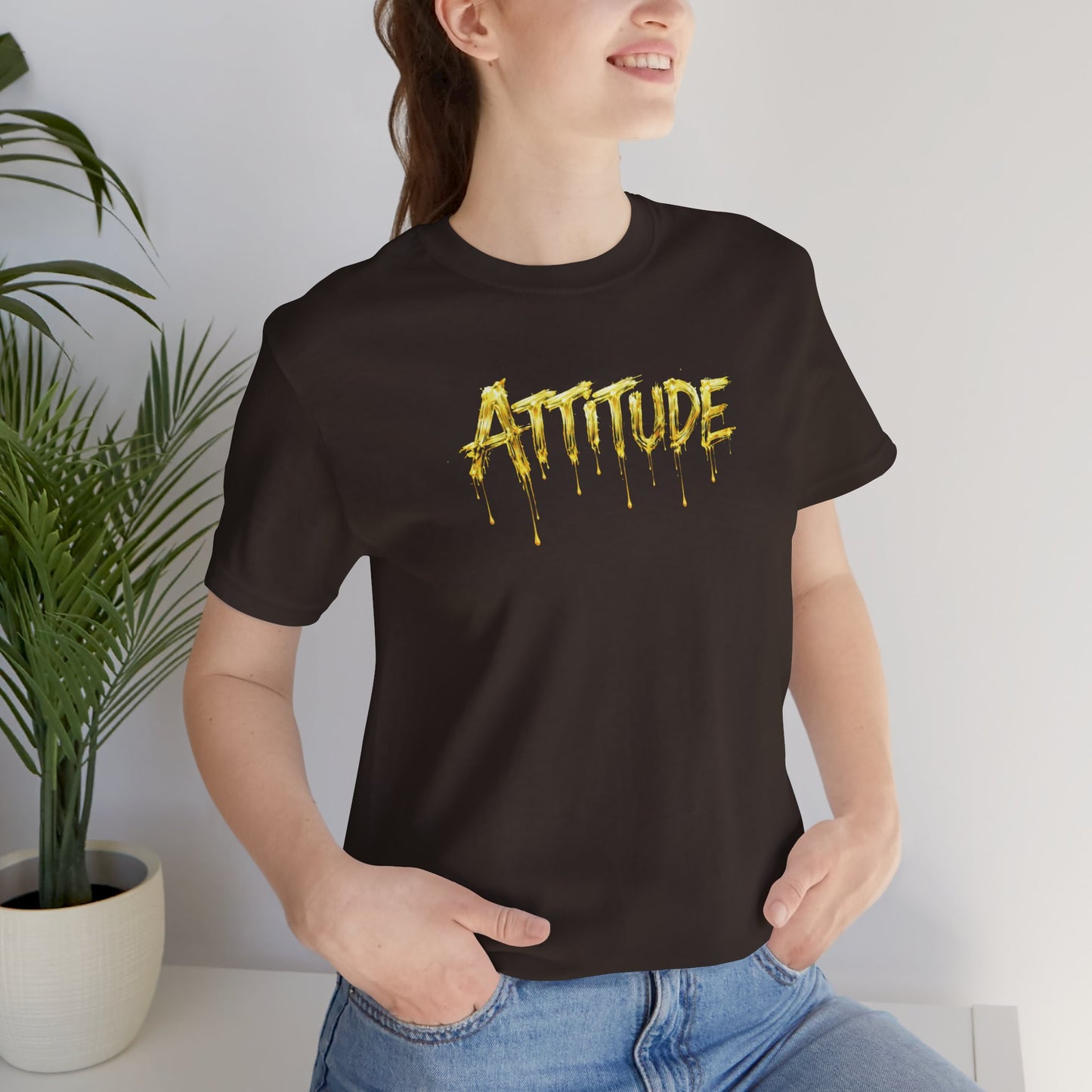 Attitude Drip Graphic Tee — Bold Yellow Streetwear T-Shirt