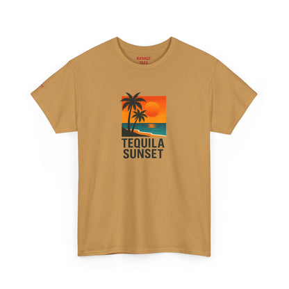 Tequila Sunset Unisex Heavy Cotton Tee | Beachwear, Vacation Shirt, Tropical Vibes