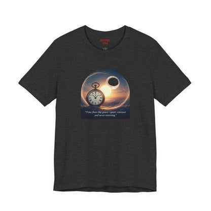 Time Flows Like Grace Cosmic Time Short Sleeve Tee, Celestial T-Shirt, Space Lover Gift, Astrology Shirt, Motivational Tee, Moon Phase Apparel