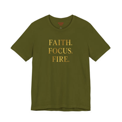 Faith Focus Fire T-Shirt | Inspirational Christian Apparel, Motivational Unisex Tee, Casual Everyday Wear, Holiday & Celebration Gift