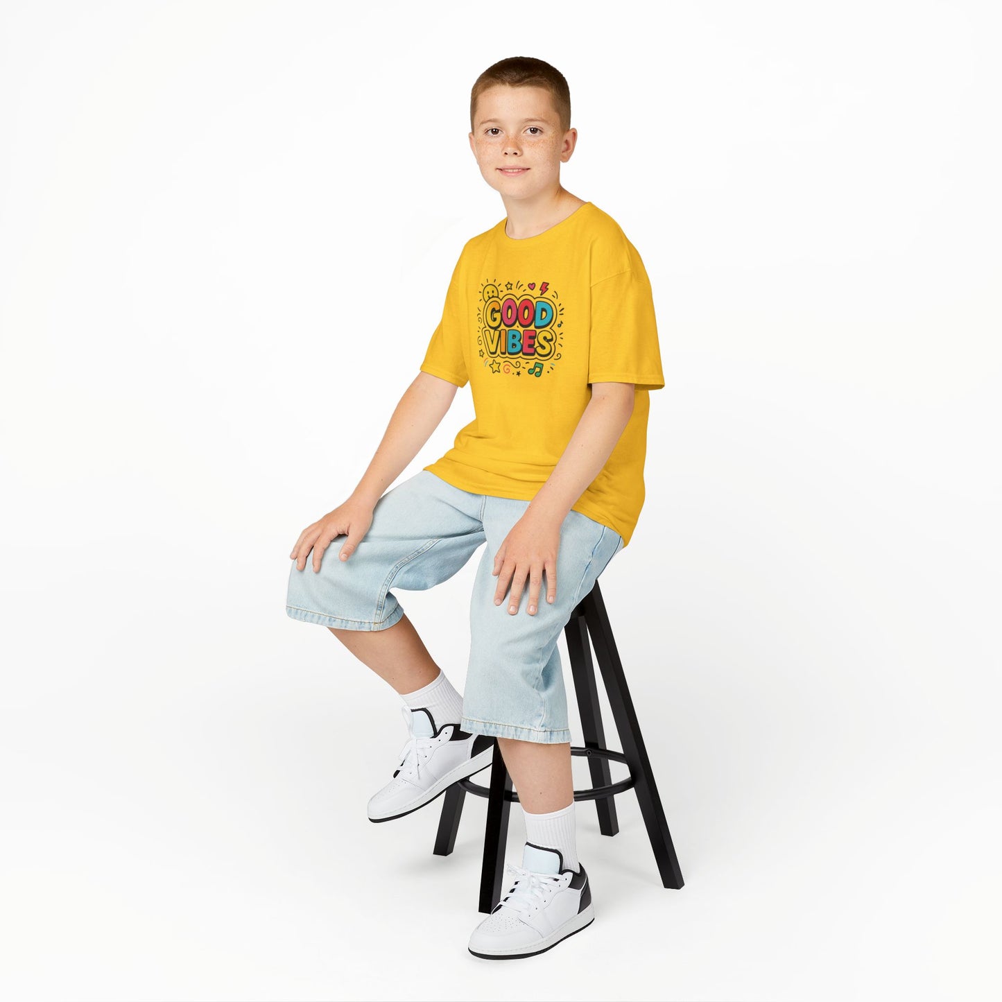 Kids Good Vibes T-Shirt – Fun Graphic Tee with Positive Message, Cool Summer Outfit, Birthday Gift for Children