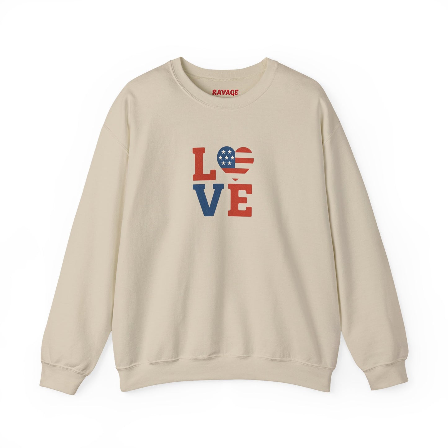 Patriotic Love Sweatshirt | Unisex Crewneck, Cozy Top for Celebrations, Gifts, Independence Day, Casual Style, Everyday Comfort