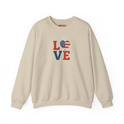 Patriotic Love Sweatshirt | Unisex Crewneck, Cozy Top for Celebrations, Gifts, Independence Day, Casual Style, Everyday Comfort