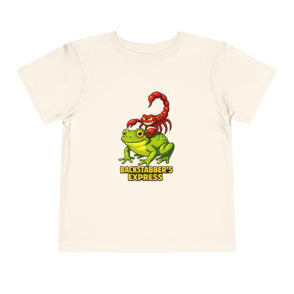 Toddler Tee — 'Backstabber's Express' Scorpion & Frog Funny Kids Shirt