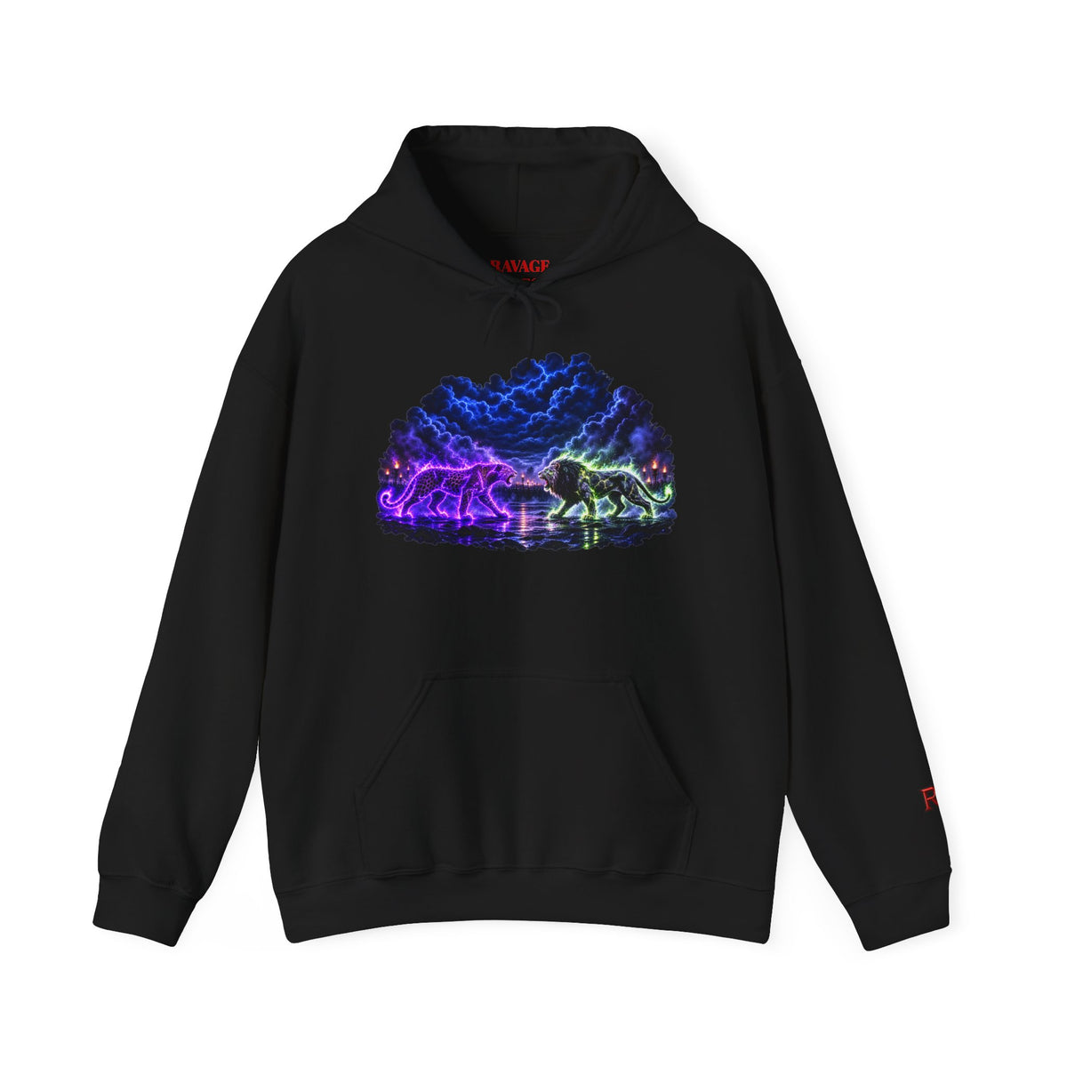 Neon Nebula Predator Clash Graphic Graphic Hoodie