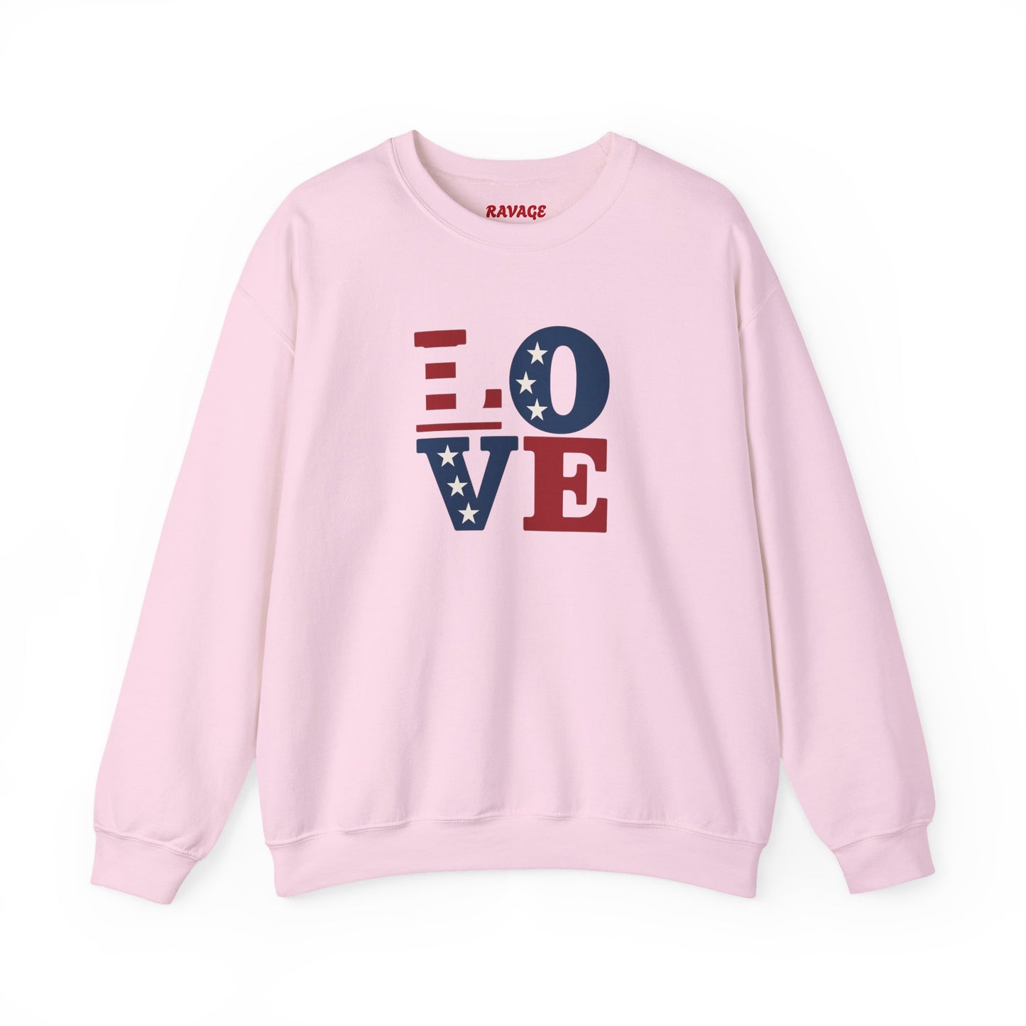 Patriotic Love Sweatshirt | Unisex Crewneck, Cozy Top for Celebrations, Gifts, Independence Day, Casual Style, Everyday Comfort