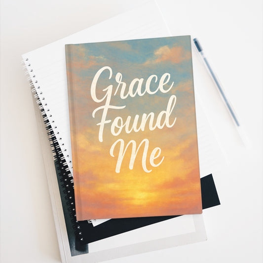 Inspirational Ruled Line Journal - "Grace Found Me", Christian Writing Notebook, Spiritual Diary, Faith Planner, Thought Journal