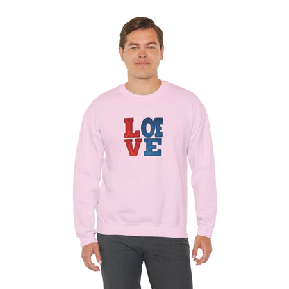 Patriotic Love Sweatshirt | Unisex Crewneck, Cozy Top for Celebrations, Gifts, Independence Day, Casual Style, Everyday Comfort