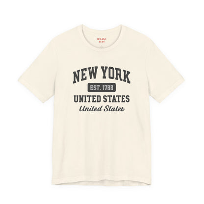 New York Vintage College T-Shirt – 'New York Est. 1788' Graphic Tee