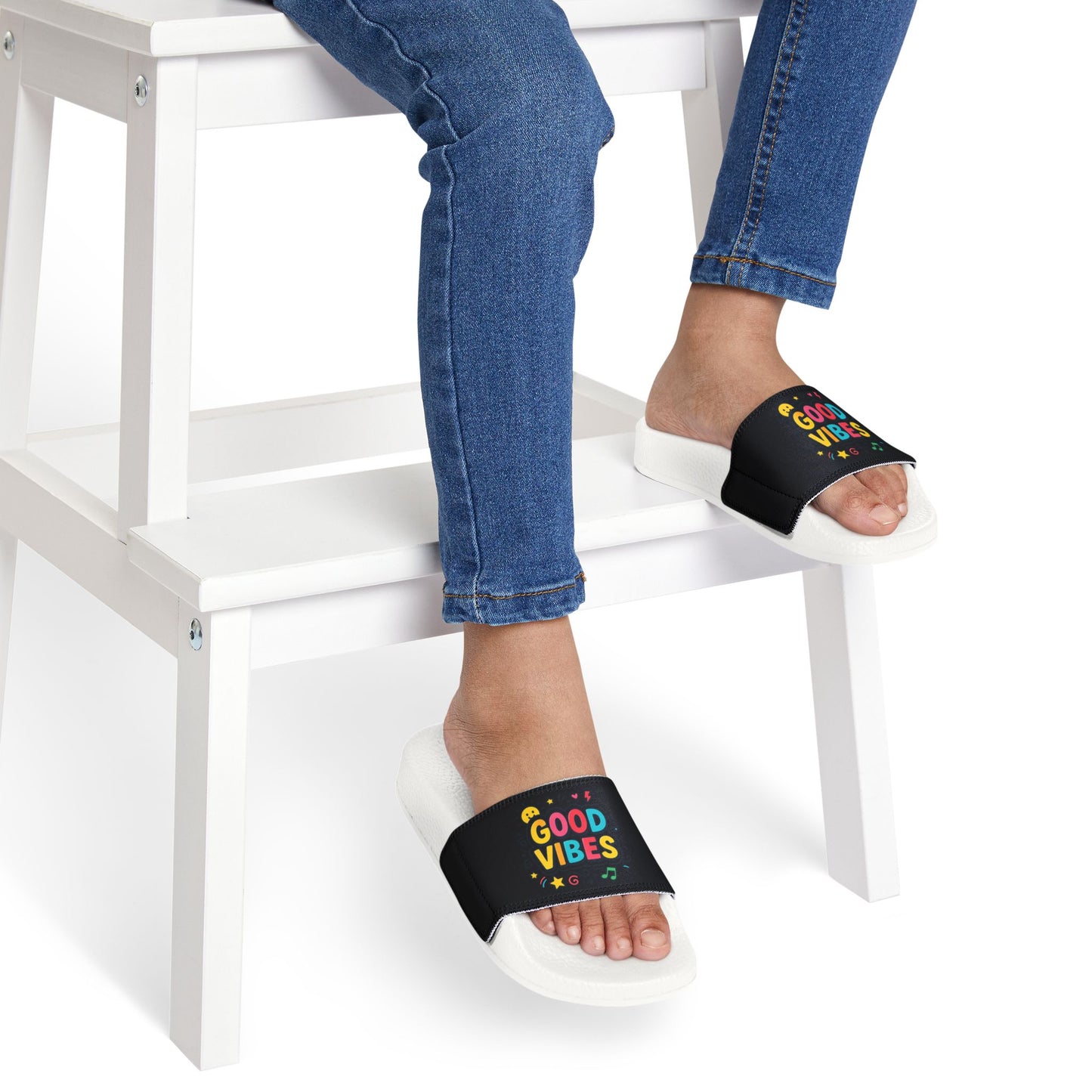 "Good Vibes" Removable-Strap Pool Slides