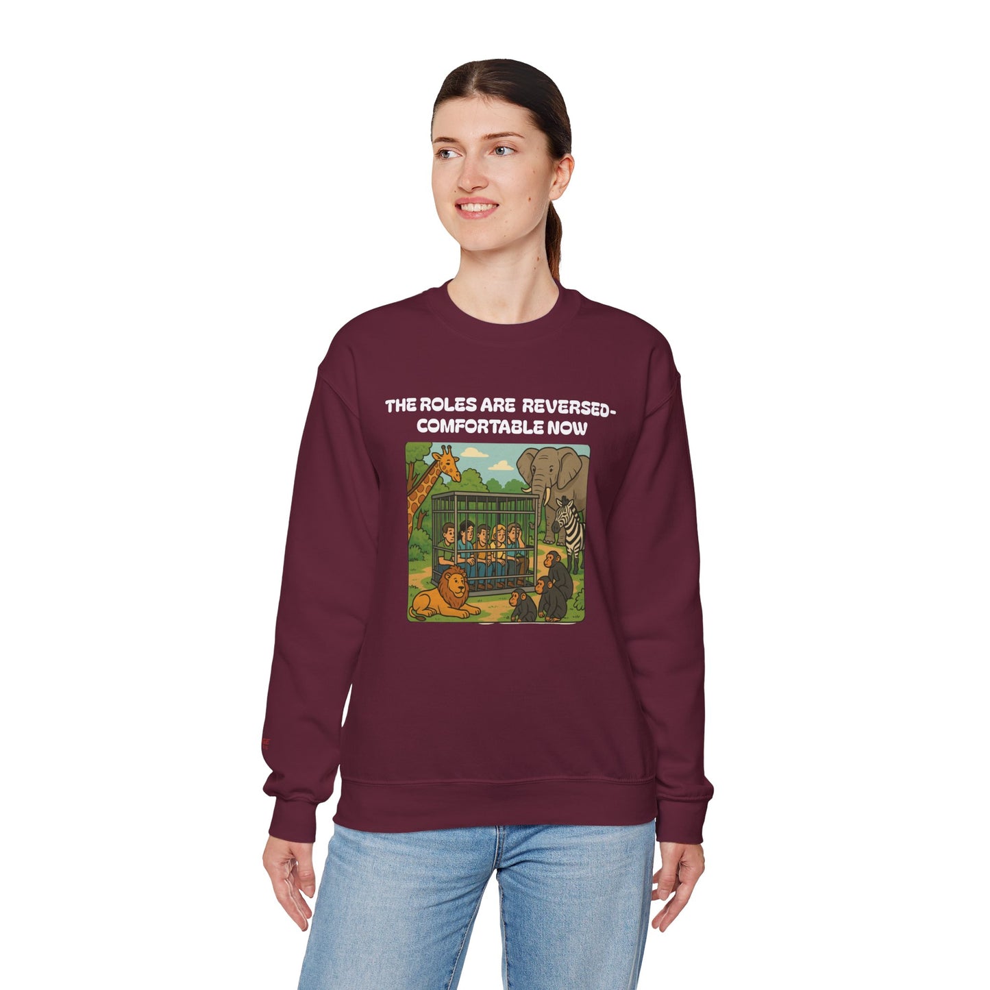 Reversal of Roles-Fun Animal Crewneck Sweatshirt, Unisex Sweatshirt