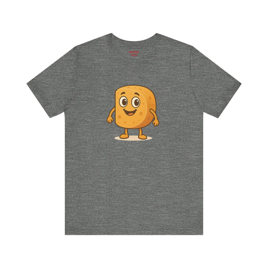 Happy Cheesy Square Character T-Shirt | Cute Cartoon Cheese Tee
