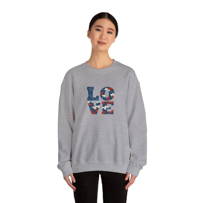 Patriotic Love Sweatshirt | Unisex Crewneck, Cozy Top for Celebrations, Gifts, Independence Day, Casual Style, Everyday Comfort