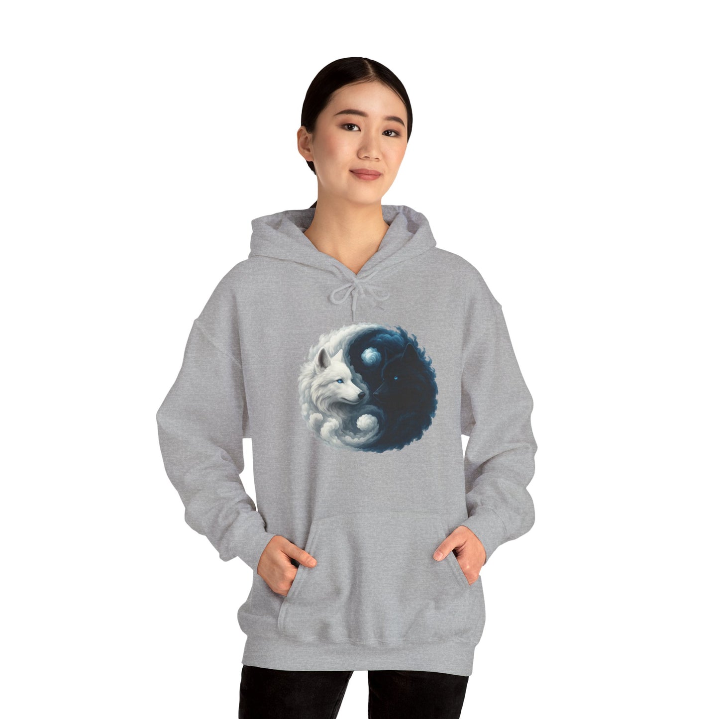 Yin Yang Wolf Sweatshirt: Spiritual Harmony Wildlife Pullover