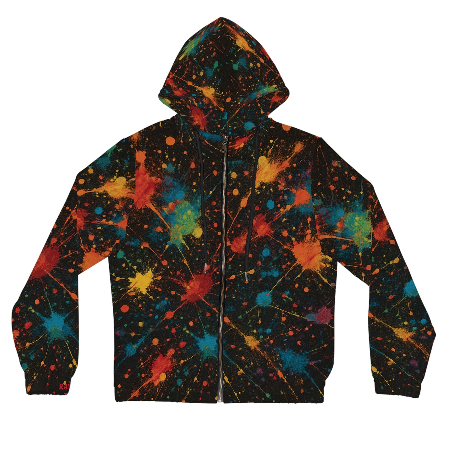 Art of Impact Vibrant Splatter Design Women's Hoodie, Colorful Zip-Up Sweatshirt for Festivals, Casual Wear, Gift for Her, Trendy Activewear
