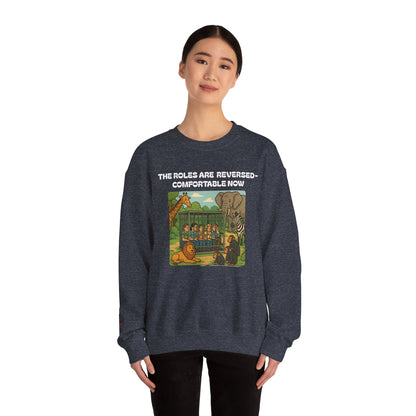 Reversal of Roles-Fun Animal Crewneck Sweatshirt, Unisex Sweatshirt