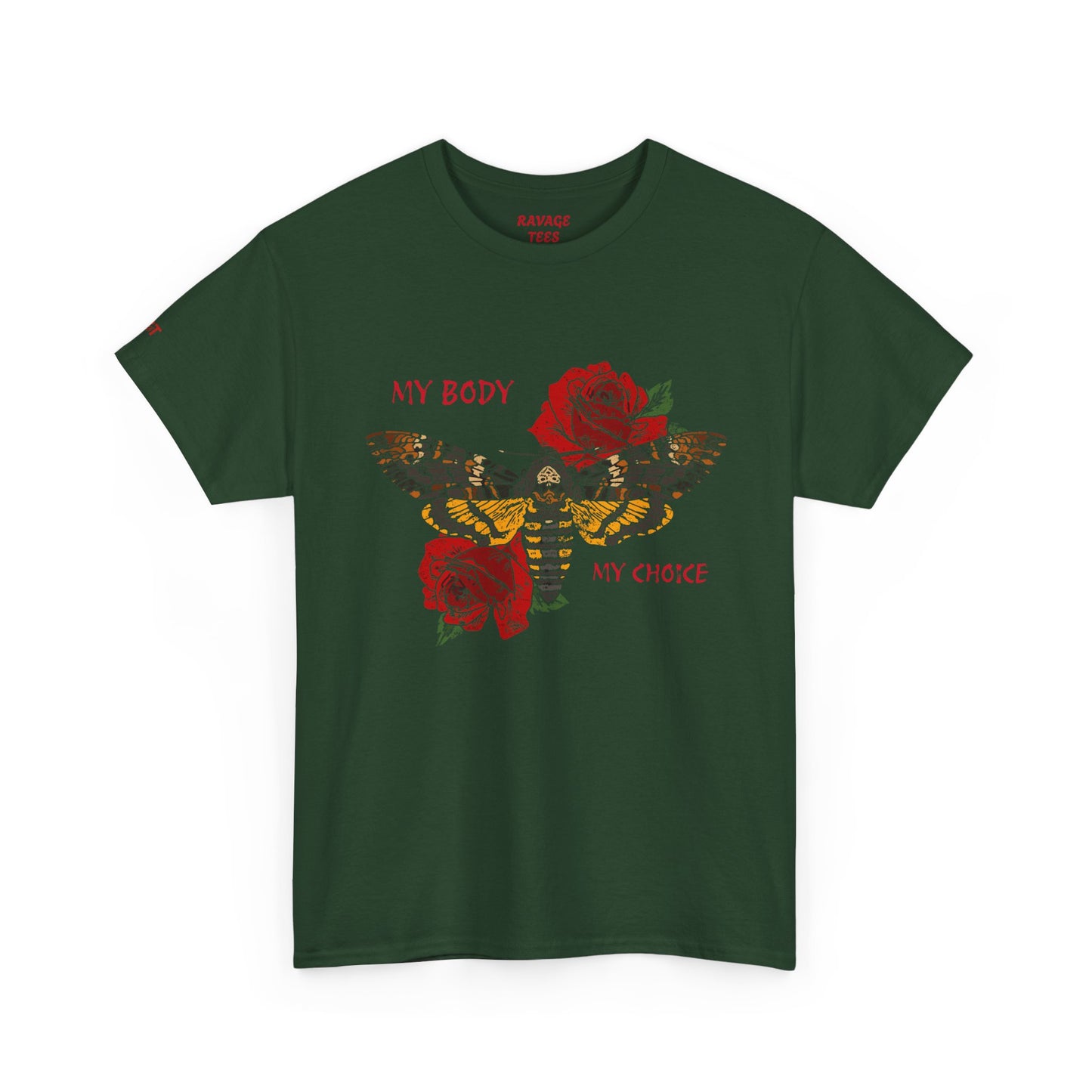 Your Body Your Choice Tee with Butterfly & Rose Design