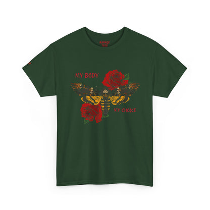 Your Body Your Choice Tee with Butterfly & Rose Design