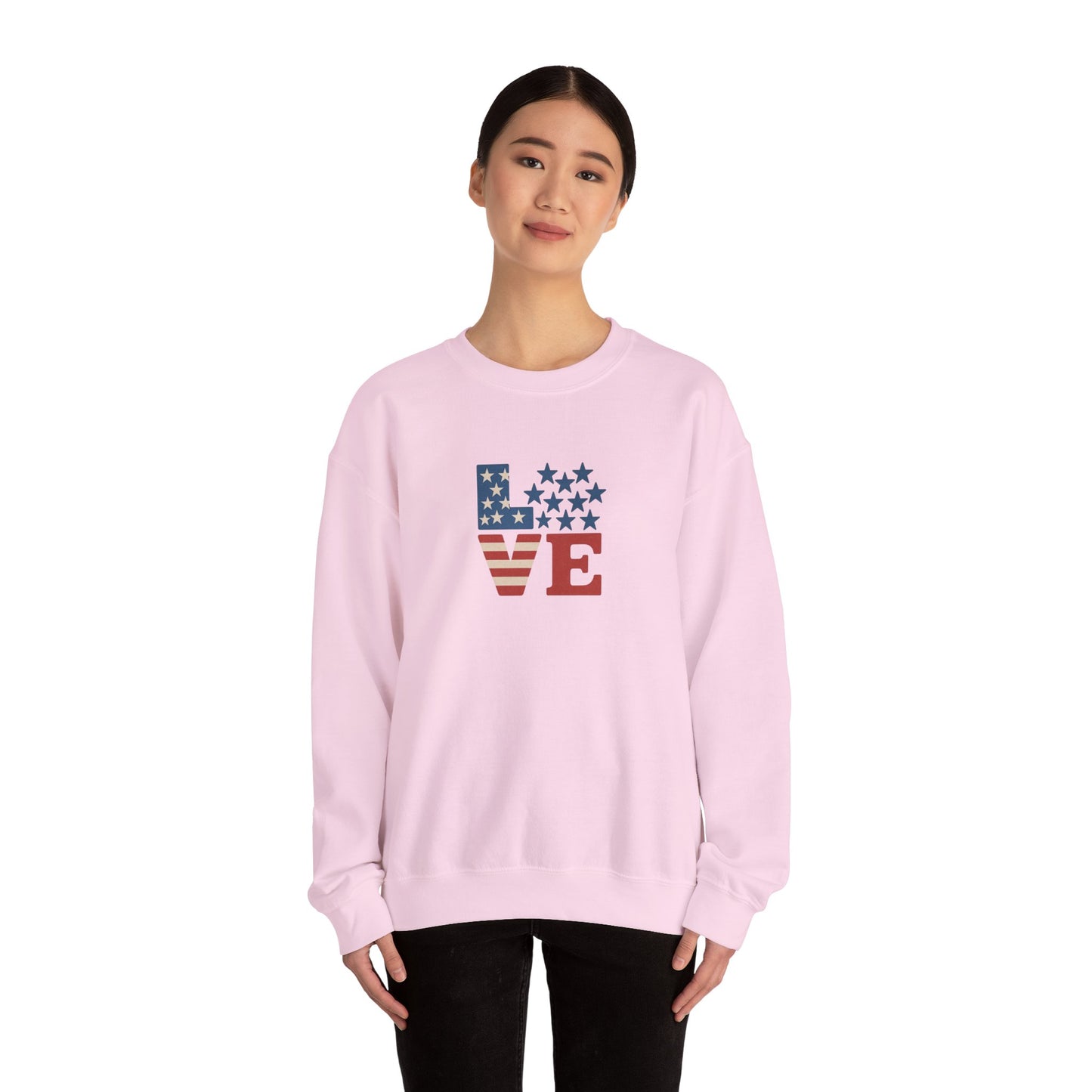 Patriotic Love Sweatshirt | Unisex Crewneck, Cozy Top for Celebrations, Gifts, Independence Day, Casual Style, Everyday Comfort