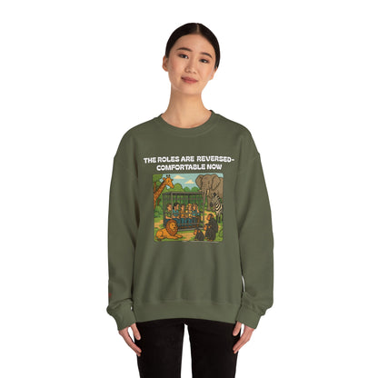 Reversal of Roles-Fun Animal Crewneck Sweatshirt, Unisex Sweatshirt