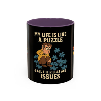 Puzzle-Themed Coffee Mug – "My Life Is Like A Puzzle" – Funny Gift for Coffee Lovers, Tea Drinkers
