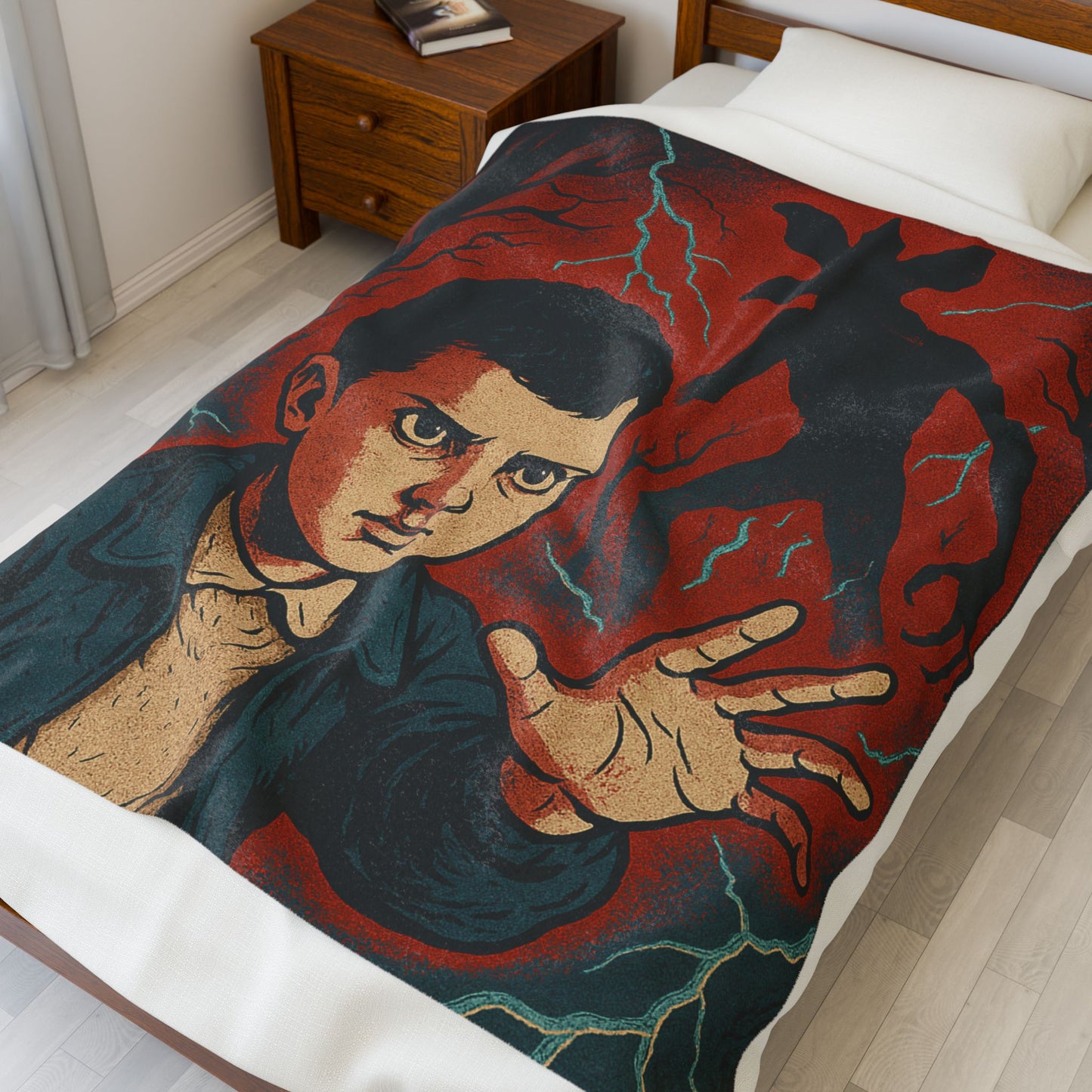 Stranger Vibes Velveteen Plush Blanket, Cozy Throw for Movie Nights, Halloween Decor, Gifts for Fans, Retro Home Decor, Soft and Warm