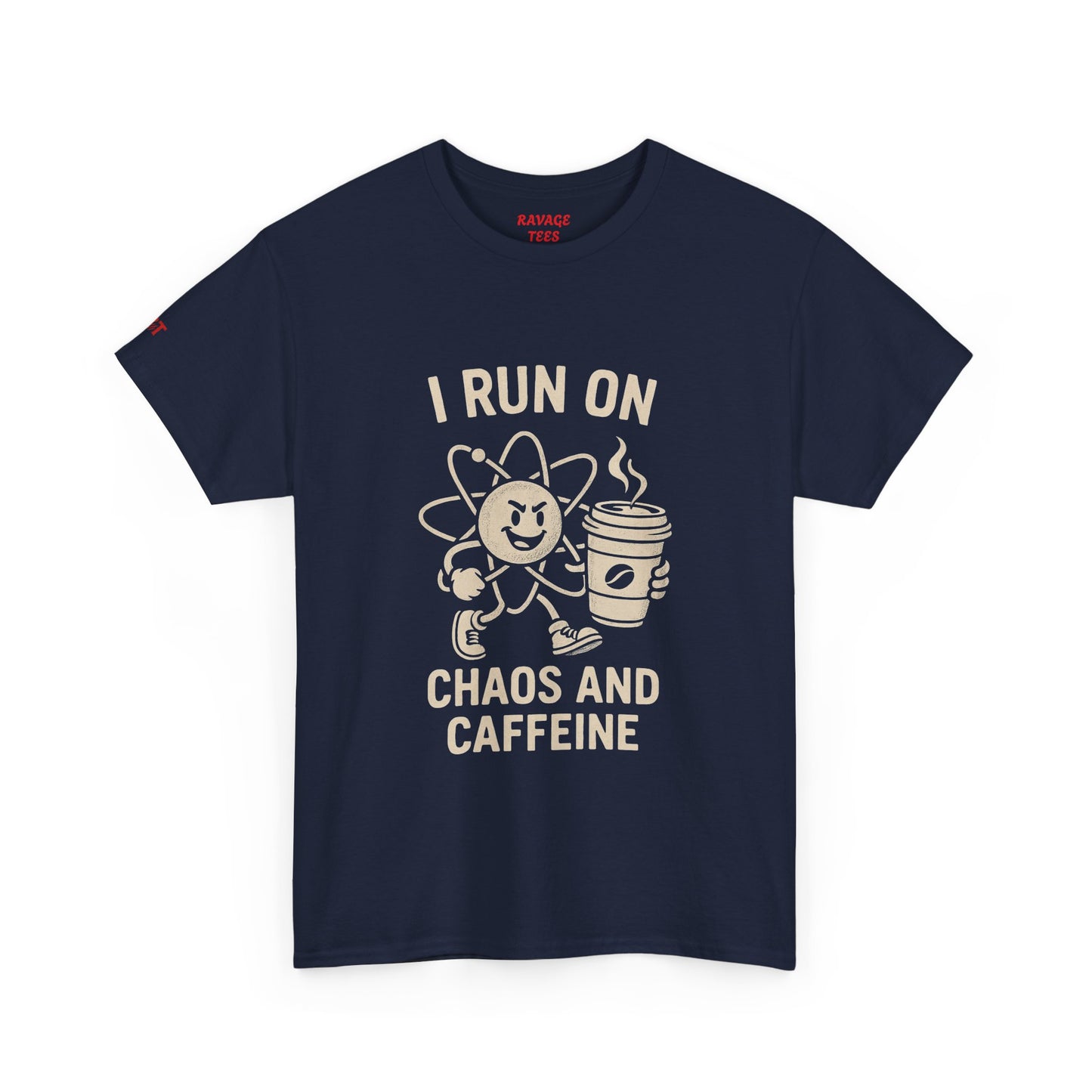 Coffee Lover's Unisex Tee - I Run on Chaos and Caffeine, Funny T-Shirt, Gift for Coffee Enthusiasts, Casual Wear, Relaxed Fit