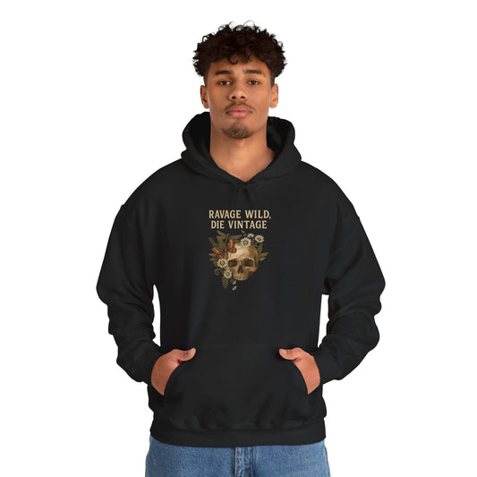 RAVAGE WILD, DIE VINTAGE Graphic Hoodie – Unisex Pullover Sweatshirt for Nature Lovers | Cozy Streetwear for Spring, Casual Wear & Eco-Friendly Gifts