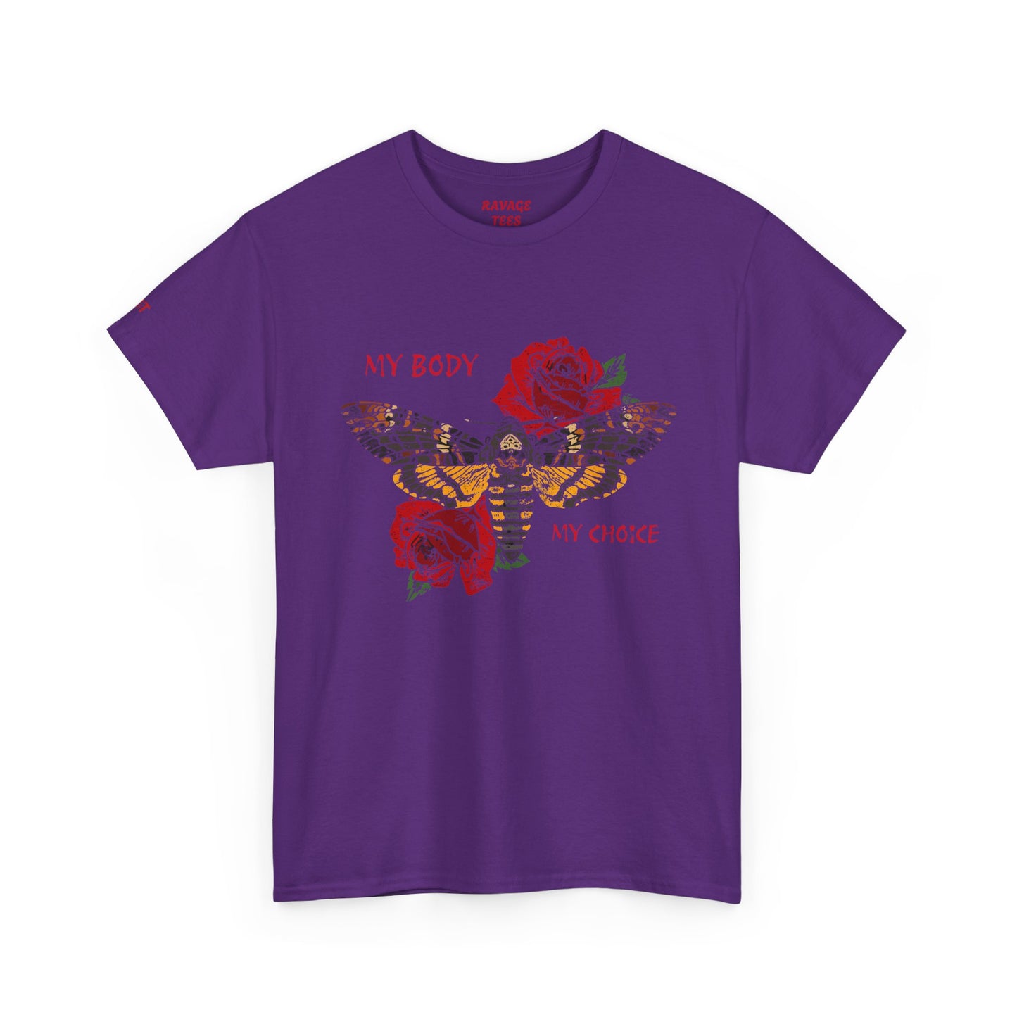 Your Body Your Choice Tee with Butterfly & Rose Design