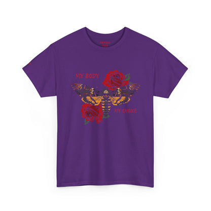 Your Body Your Choice Tee with Butterfly & Rose Design