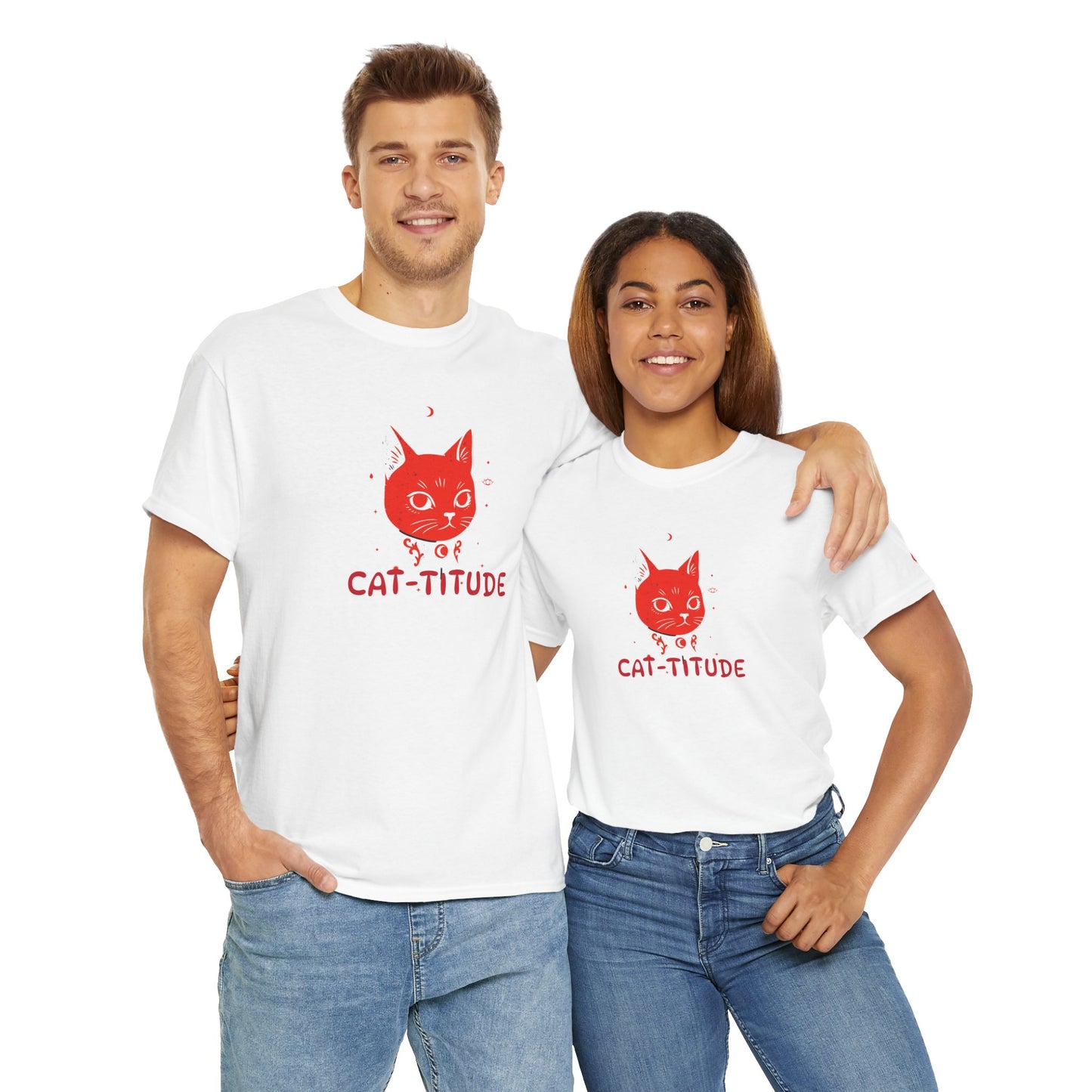 CAT-TITUDE Unisex Heavy Cotton Tee | Funny Cat Shirt